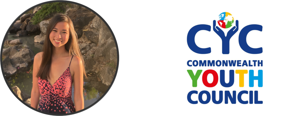 Photo of Leah Davidson alongside the Commonwealth Youth Council Logo.